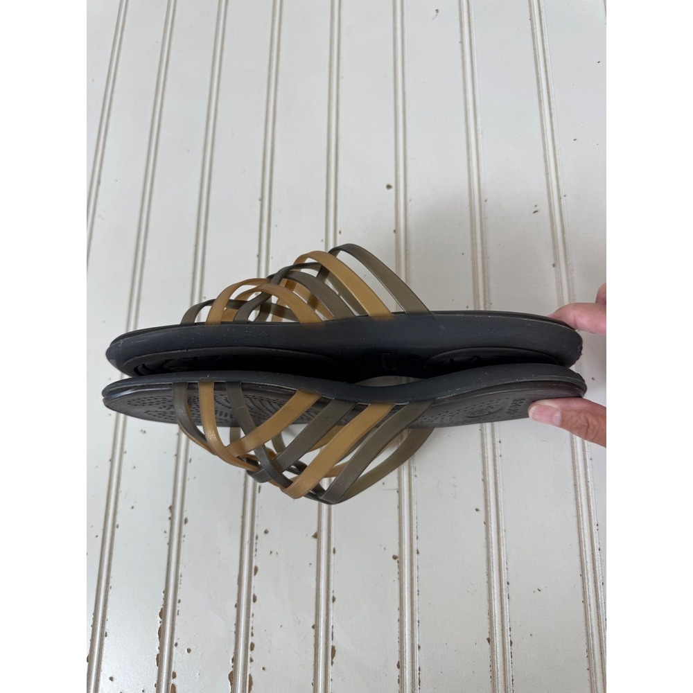 Crocs Hurache Strappy Flip Sandals Womens W8 Brown Bronze Lightweight Jelly - Picture 5 of 12